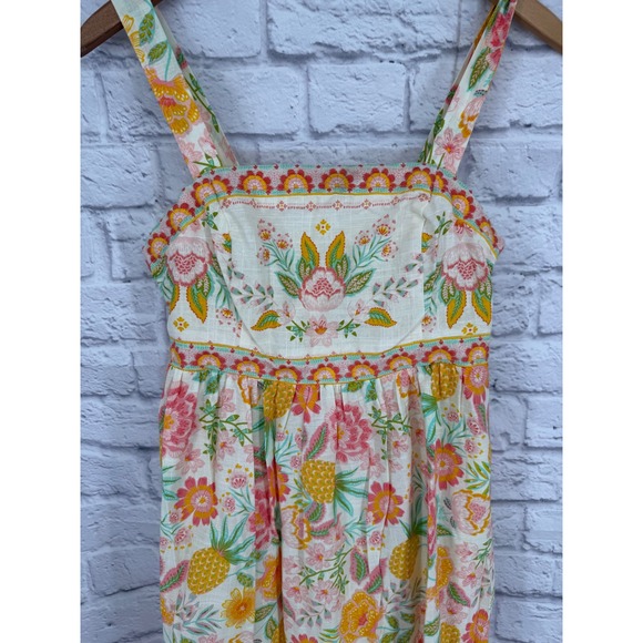 Rachel Zoe Floral Pineapple Smocked Embroidered Tiered Maxi Dress Womens Size 4 - Picture 3 of 14